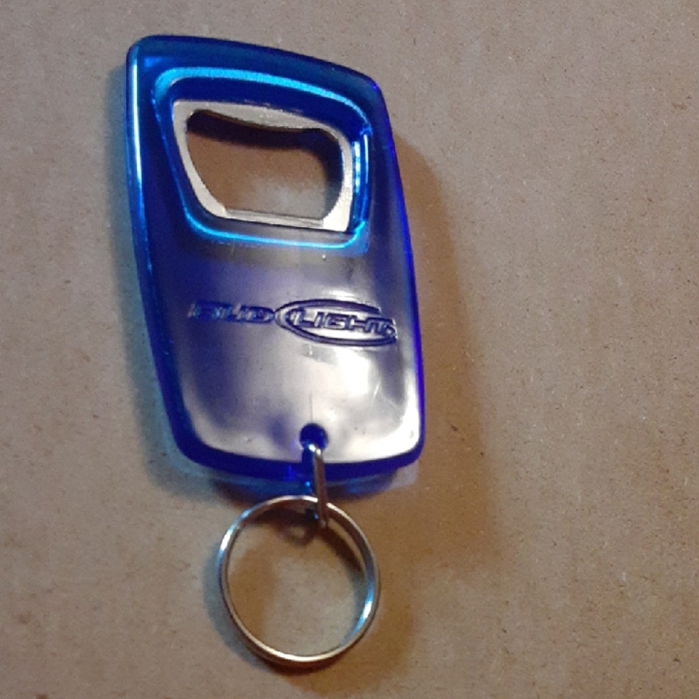 Bud Light Blue Bottle Opener Keychain